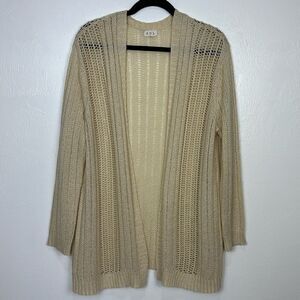POL Tan Color Open Front Knitted Cardigan Sweater Size L